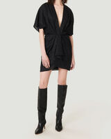 HALSEY V NECK METALLIC MINI DRESS image number null